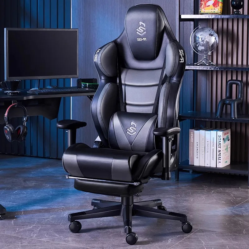 Gaming Chair Ergonomic Office Chair Adjustable Backrest Comfortable Recliner Leather Lift Boss Chair with Footrest