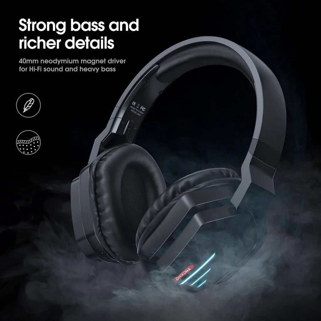 ONIKUMA B60 Bluetooth Gaming Headset Gaming Headset Gaming Headset 40mm speaker Support Aux 3.5mm cable