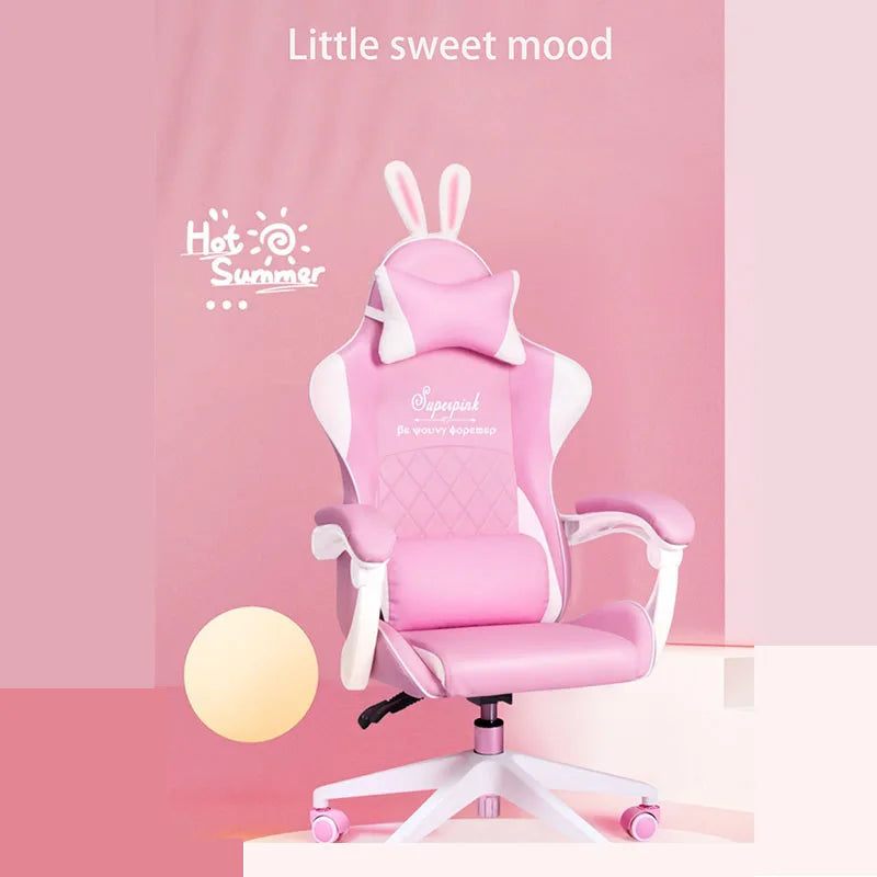 Pink Girl Heart Game Chair Live Broadcast Home Lift Computer Competitive Swivel Chair Fashion Comfortable Boss Office Back Seat