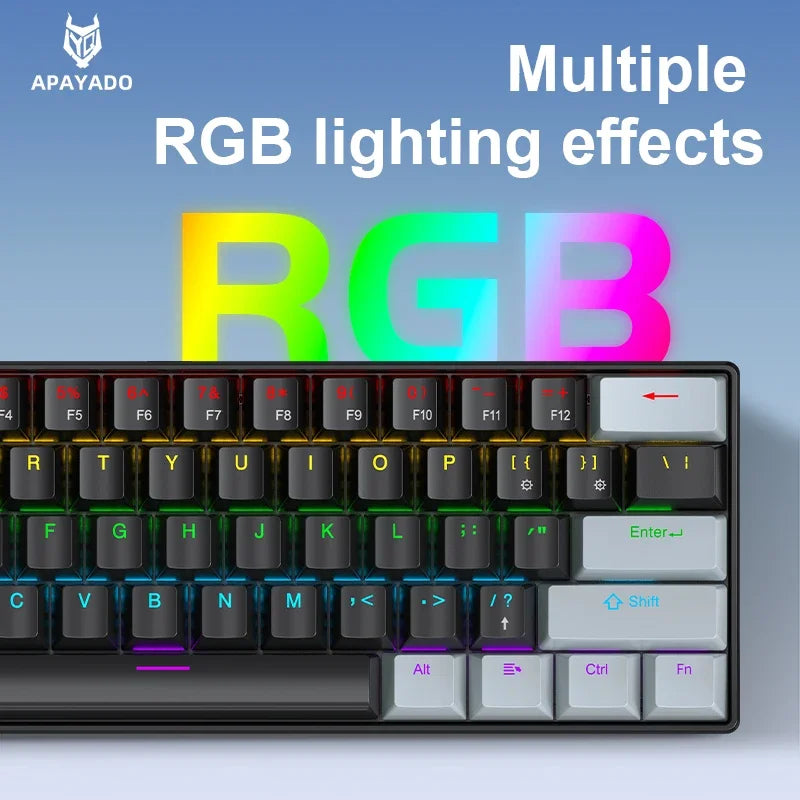 K61 61-keys Wired Mechanical Keyboard,Type-C Interface,Desktop Computers, Laptops