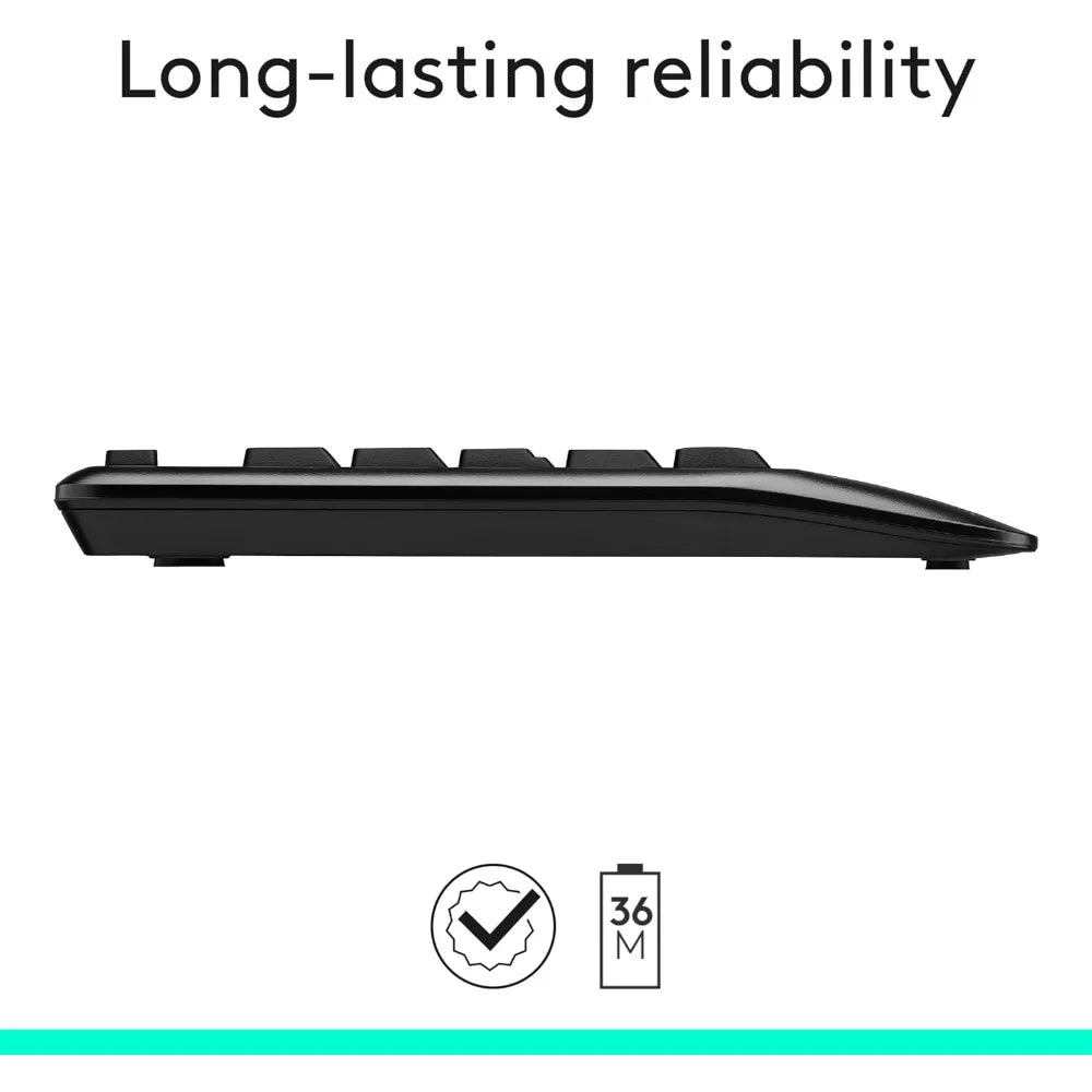 Logitech MK345 Wireless Keyboard and Mouse Combo with Palm Rest, 2.4 GHz USB Receiver, Compatible with PC, Laptop, Black