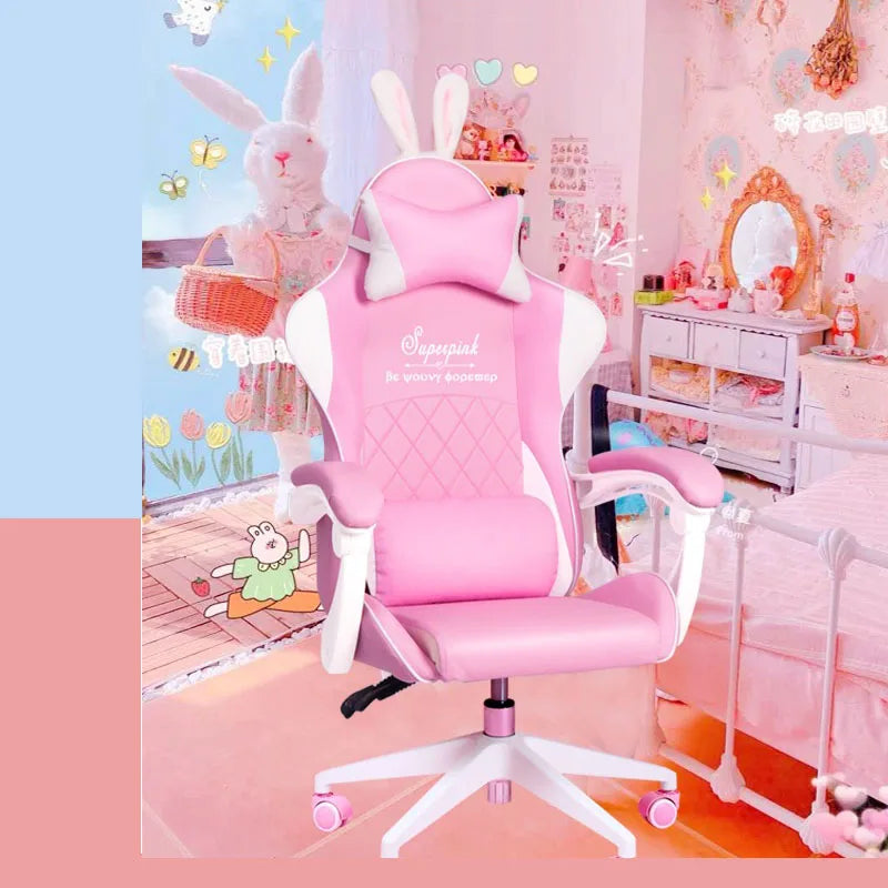 Pink Girl Heart Game Chair Live Broadcast Home Lift Computer Competitive Swivel Chair Fashion Comfortable Boss Office Back Seat