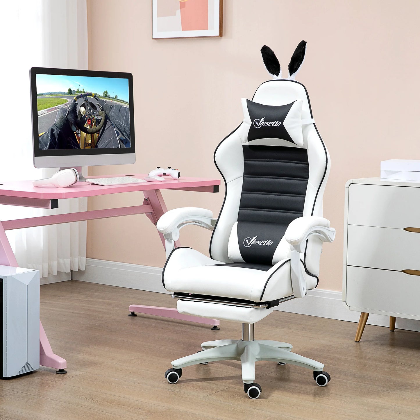 Vinsetto Swivel Pu Leather Gaming Chair with Adjustable Height 65X63X136-142Cm