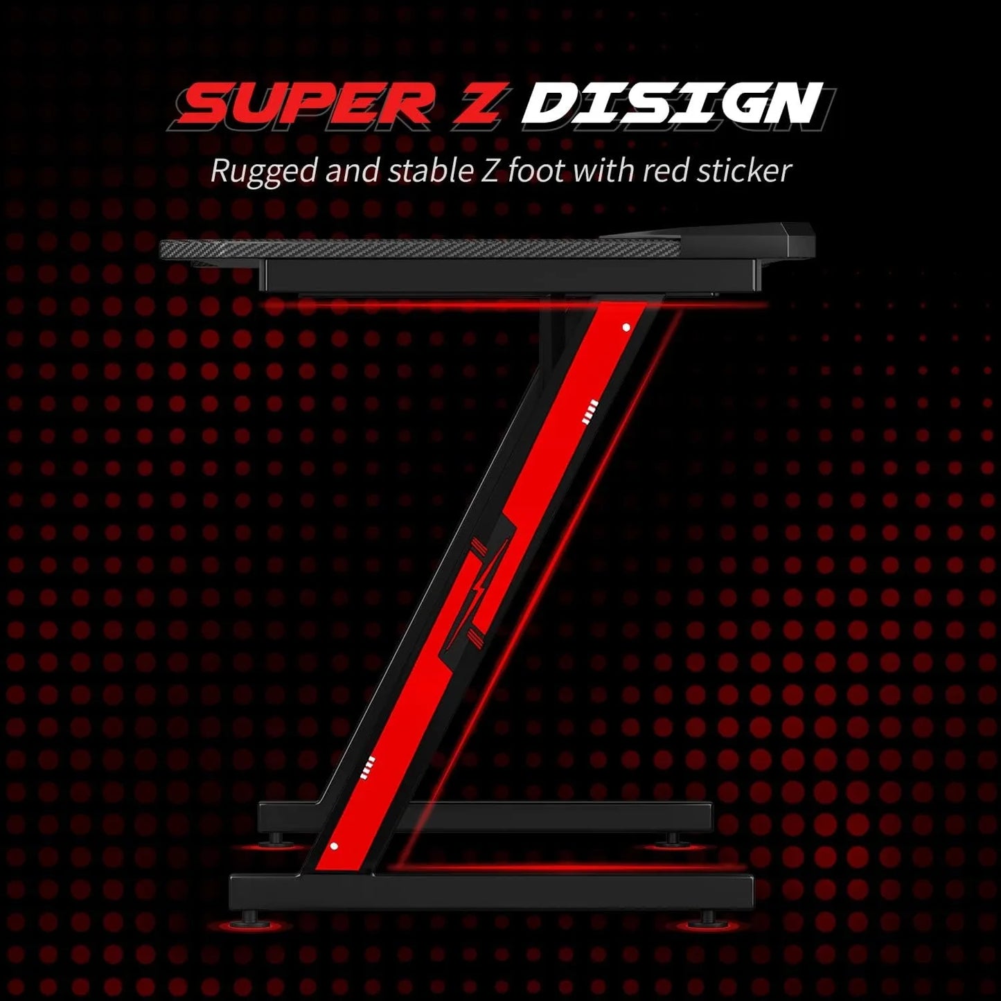 Gaming Desk Computer Desk with Carbon Fiber Surface, Gaming Table Z Shaped PC Home Office with Cup Holder&Headphone Hook(63 in)