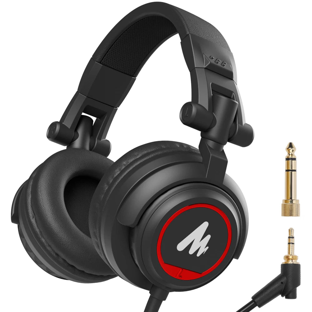 Maono MH601 Professional Studio Monitor Headphones with Detachable Plug & Cable and 50mm Driver for DJ,Studio,Sound Card