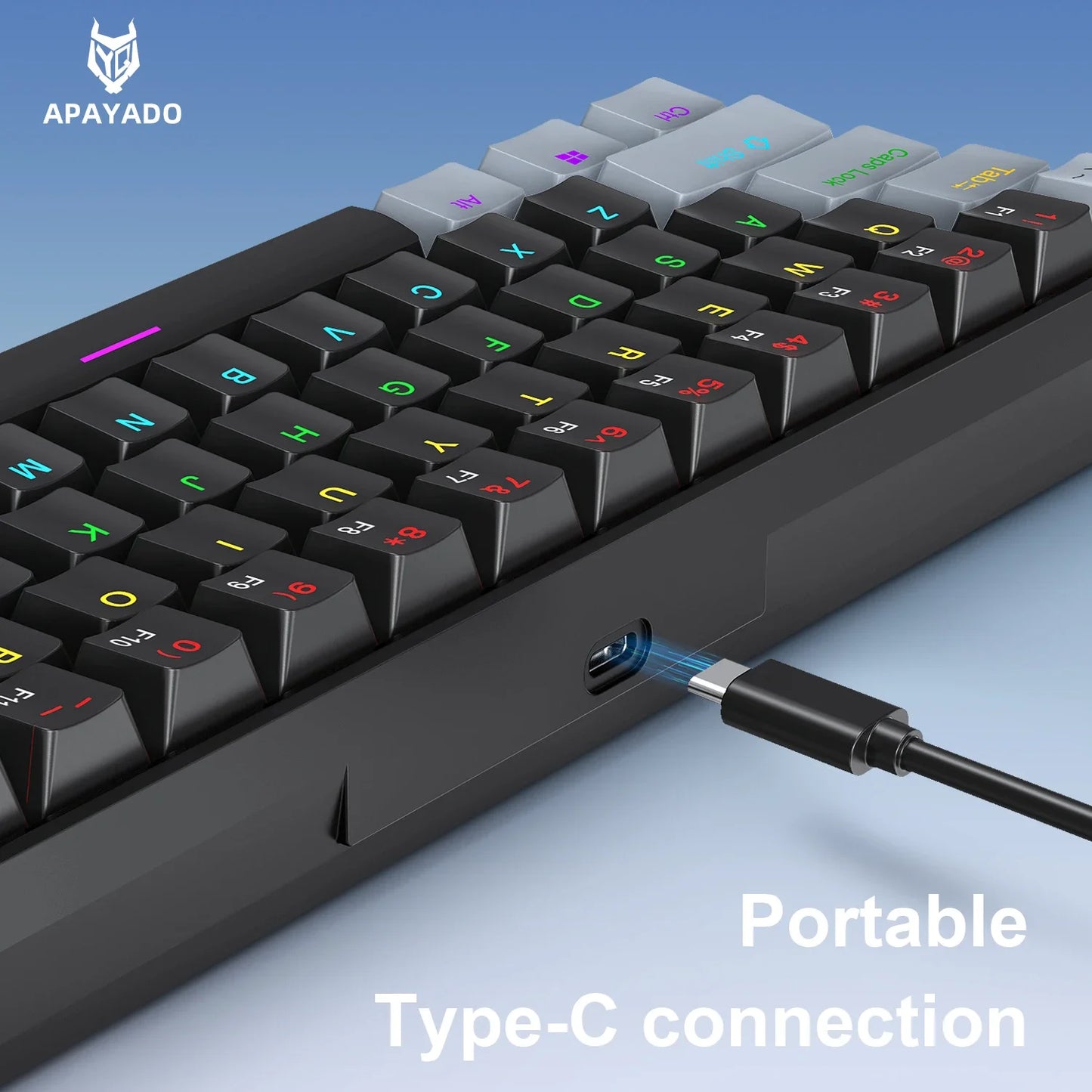 K61 61-keys Wired Mechanical Keyboard,Type-C Interface,Desktop Computers, Laptops