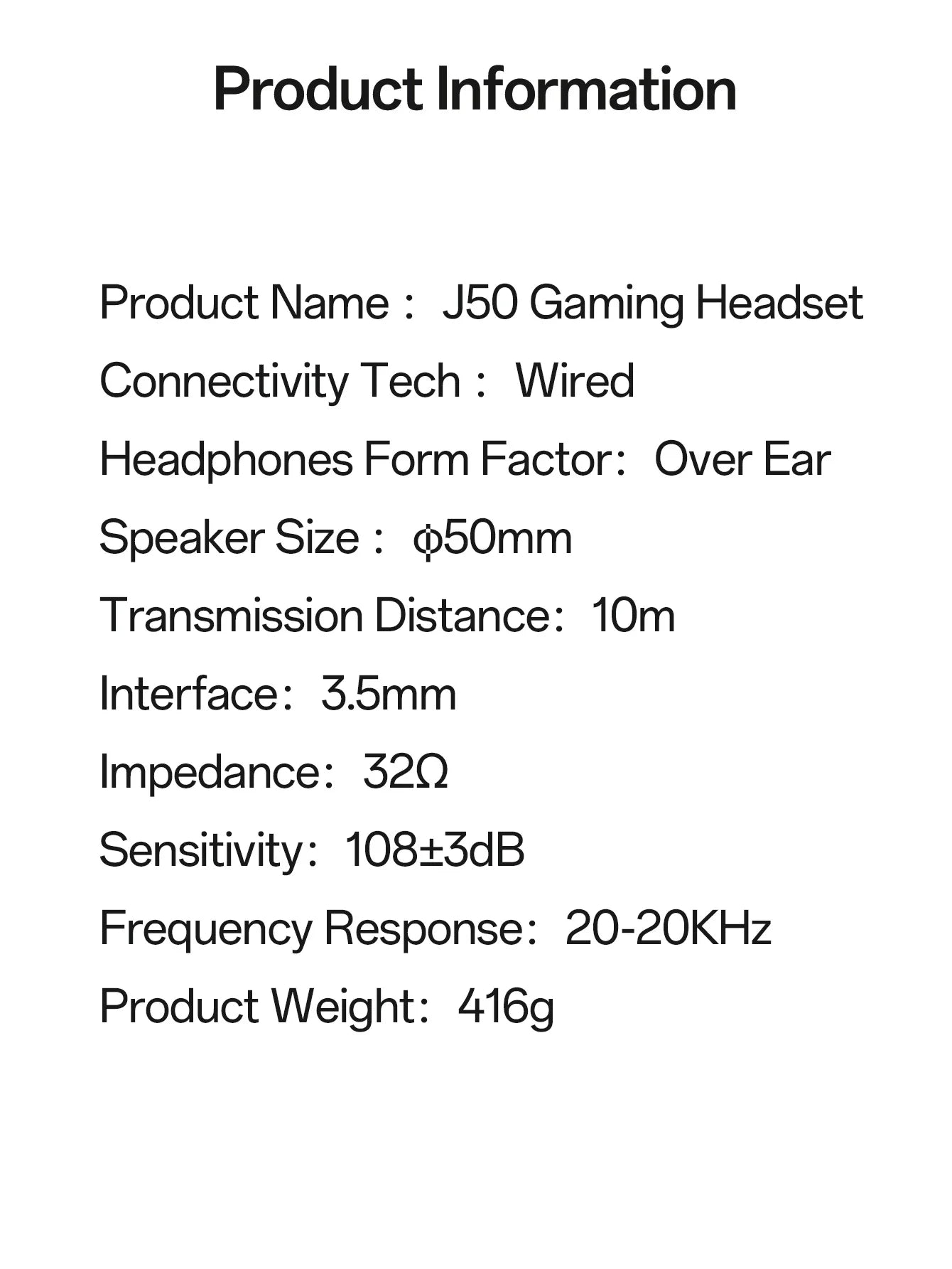 JEECOO J50 Wired Gaming Headset with Noise-Canceling Mic Suitable for PC PS4 PS5 Mobile - Over-Ear Gaming Headphones