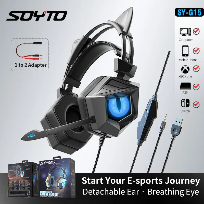 New For Sooyn Portable Audio gaming headsets wired with mic Boys only Cool powerful domineering frequency precision SY-G15 LZ-7