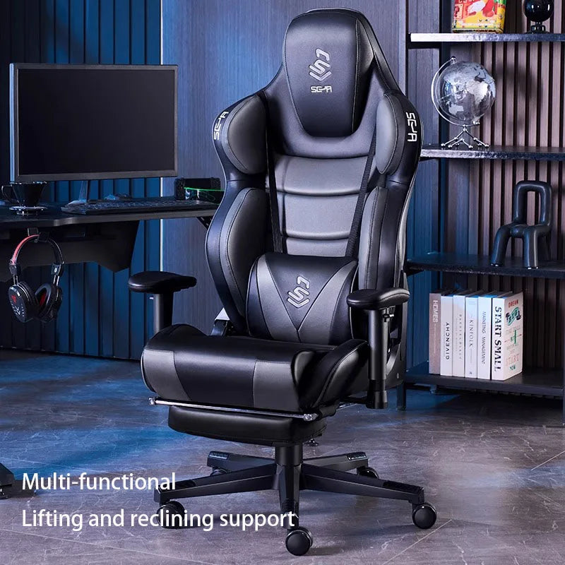 Gaming Chair Ergonomic Office Chair Adjustable Backrest Comfortable Recliner Leather Lift Boss Chair with Footrest