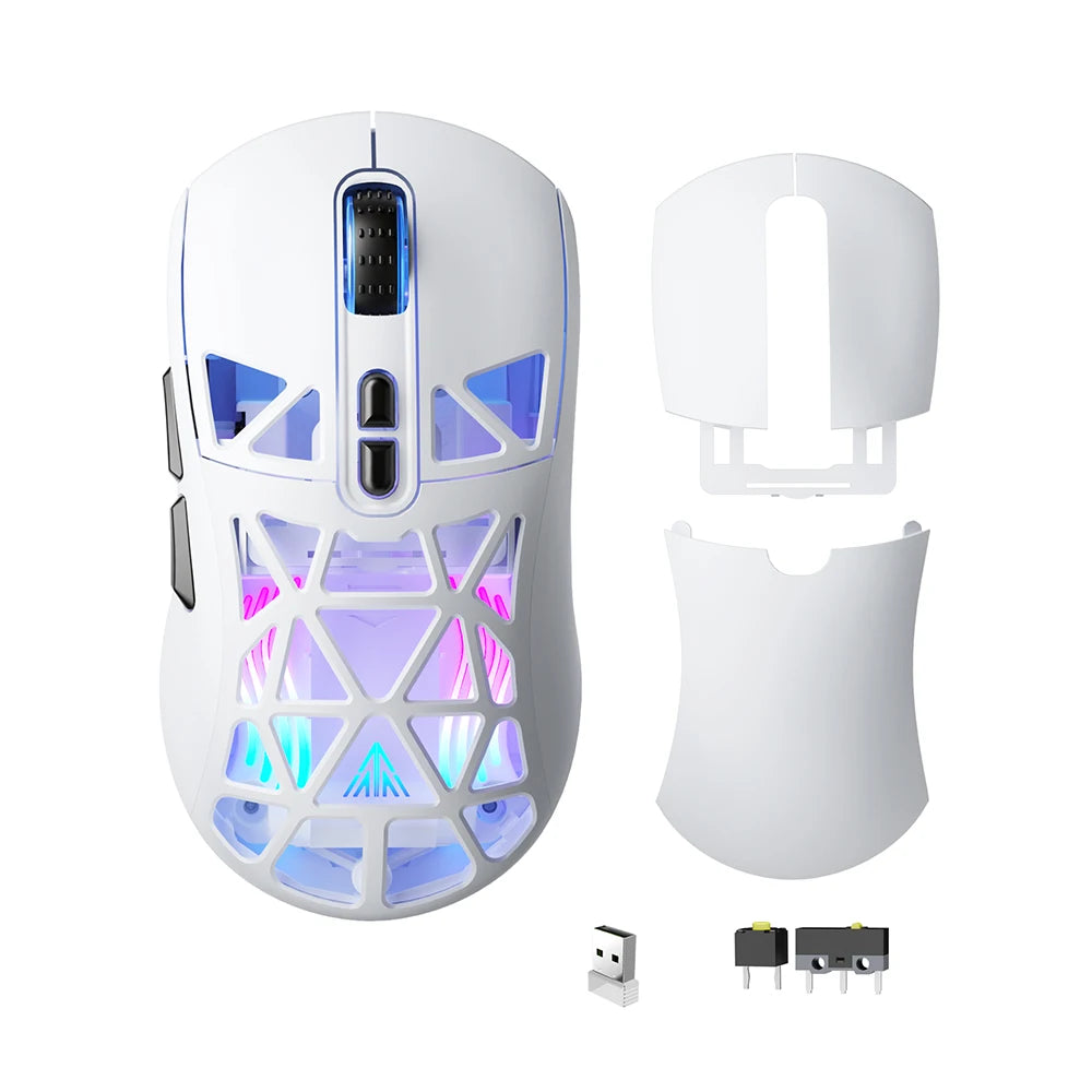 SOLAKAKA SM802 Tri-mode Gaming Mouse Wireless Silent RGB Honeycomb Gaming Mouse Ergonomic 2.4G/BT/Wired E-sports Mice For PC