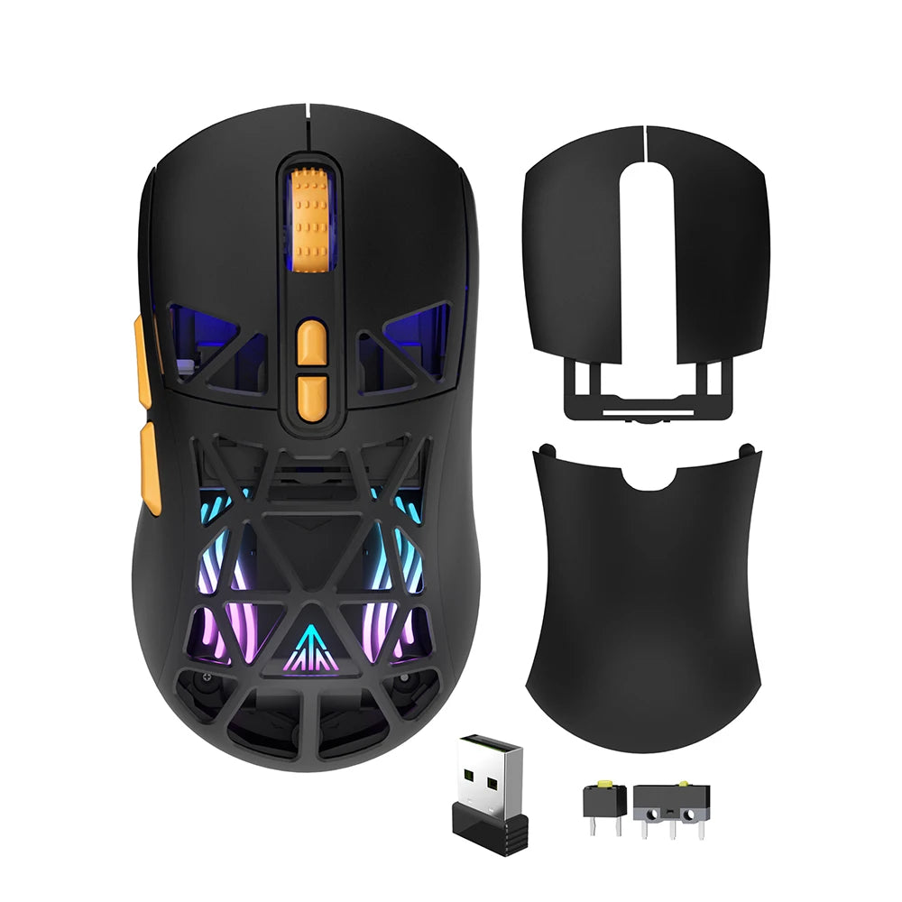 SOLAKAKA SM802 Tri-mode Gaming Mouse Wireless Silent RGB Honeycomb Gaming Mouse Ergonomic 2.4G/BT/Wired E-sports Mice For PC