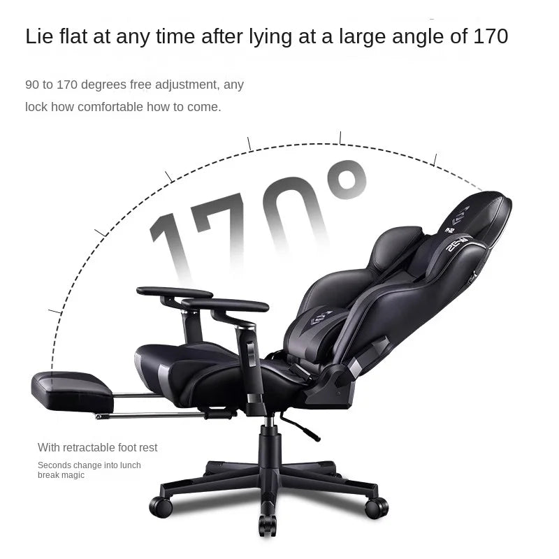 Gaming Chair Ergonomic Office Chair Adjustable Backrest Comfortable Recliner Leather Lift Boss Chair with Footrest