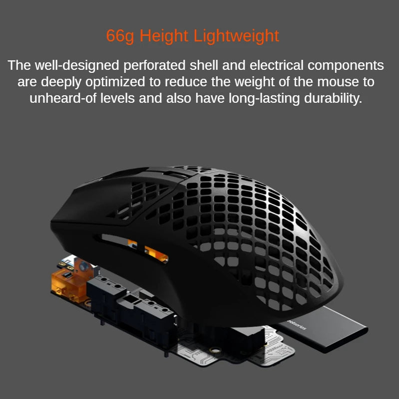 Steelseries Aerox3 Wireless hole mouse Rechargeable 2.4G Bluetooth 5.0 Gaming Mouse For LOL CS