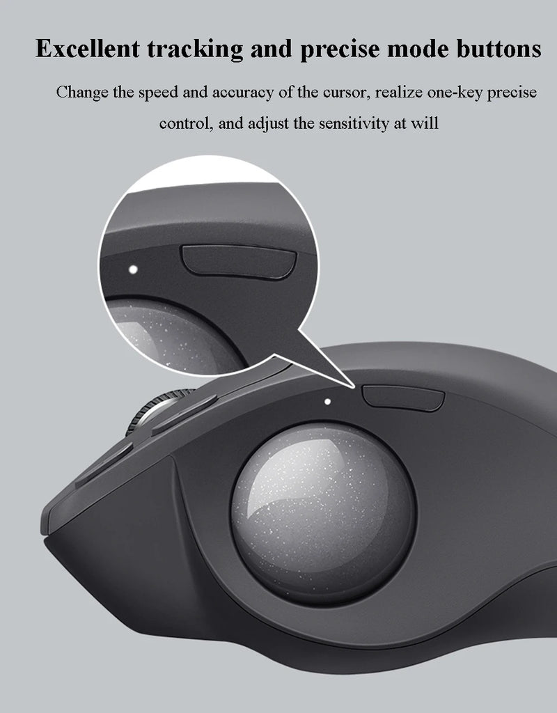 Logitech MX Ergo S Wireless Trackball Mouse Adjustable Ergonomic Design Rechargeable Bluetooth Mouse for Office Drawing Laptop
