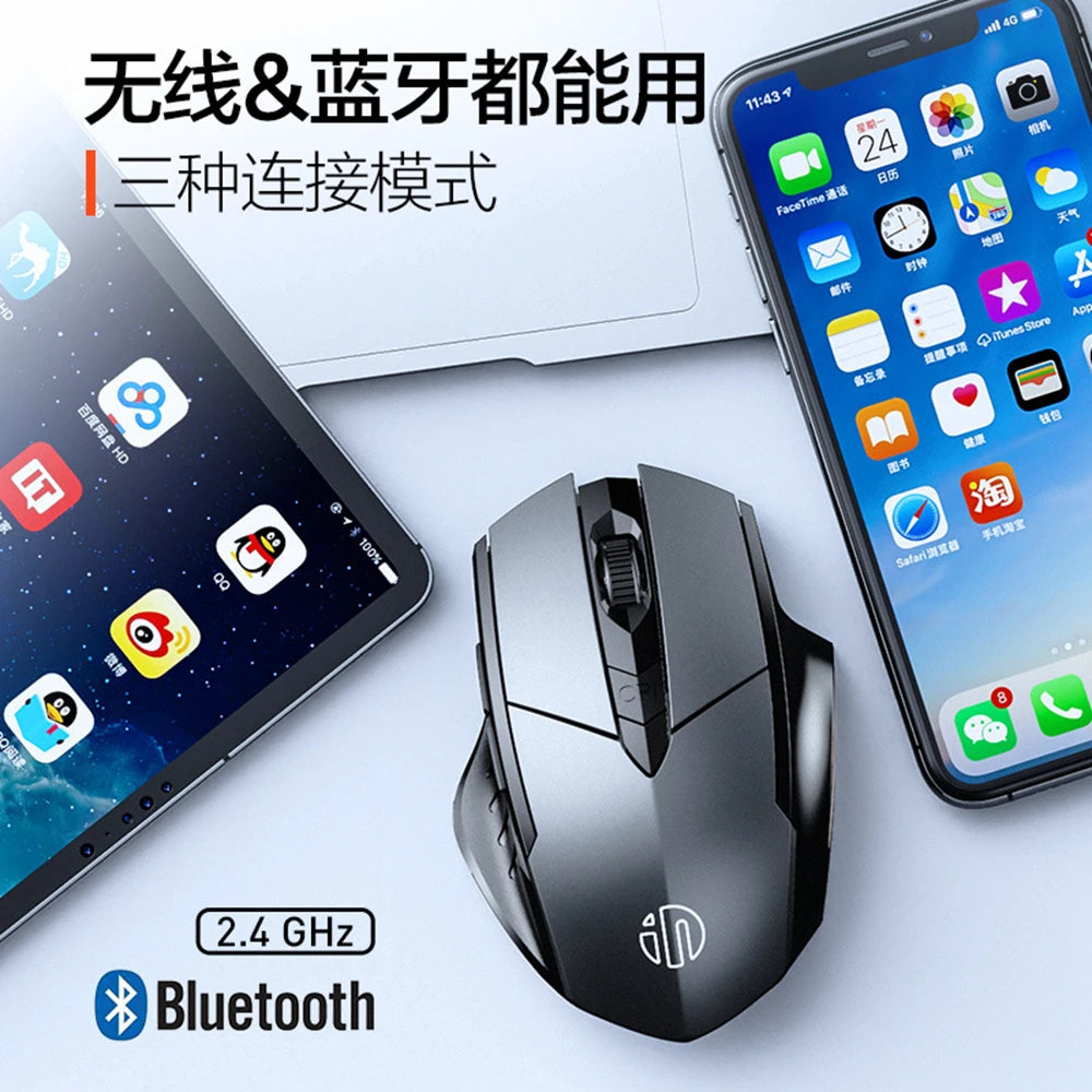 Bluetooth Compatible Mouse Rechargeable 2.4G INPHIC Wireless Mouse Office Mute Support PC Laptop Tablet Smartphone Universal