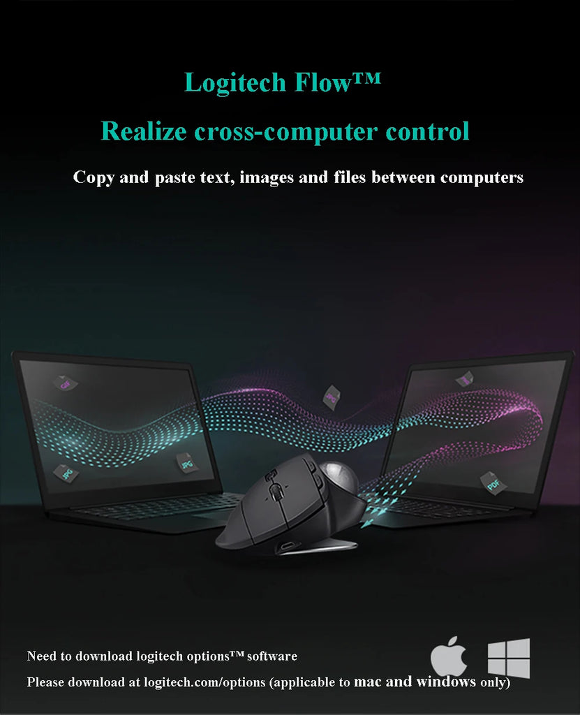 Logitech MX Ergo S Wireless Trackball Mouse Adjustable Ergonomic Design Rechargeable Bluetooth Mouse for Office Drawing Laptop