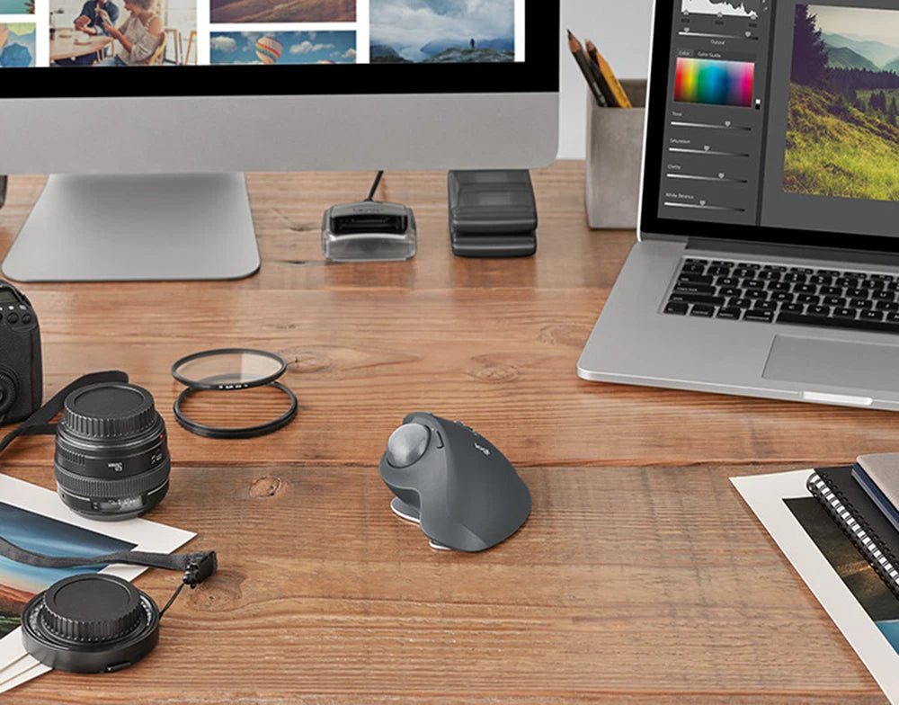 Logitech MX Ergo S Wireless Trackball Mouse Adjustable Ergonomic Design Rechargeable Bluetooth Mouse for Office Drawing Laptop