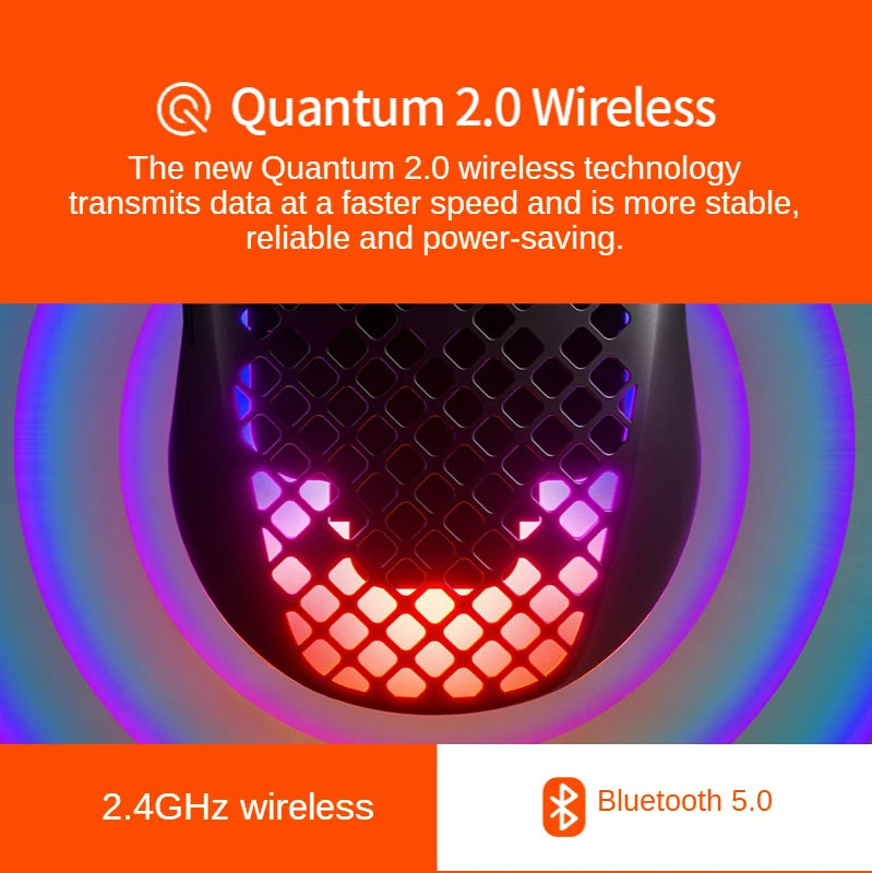 Steelseries Aerox3 Wireless hole mouse Rechargeable 2.4G Bluetooth 5.0 Gaming Mouse For LOL CS