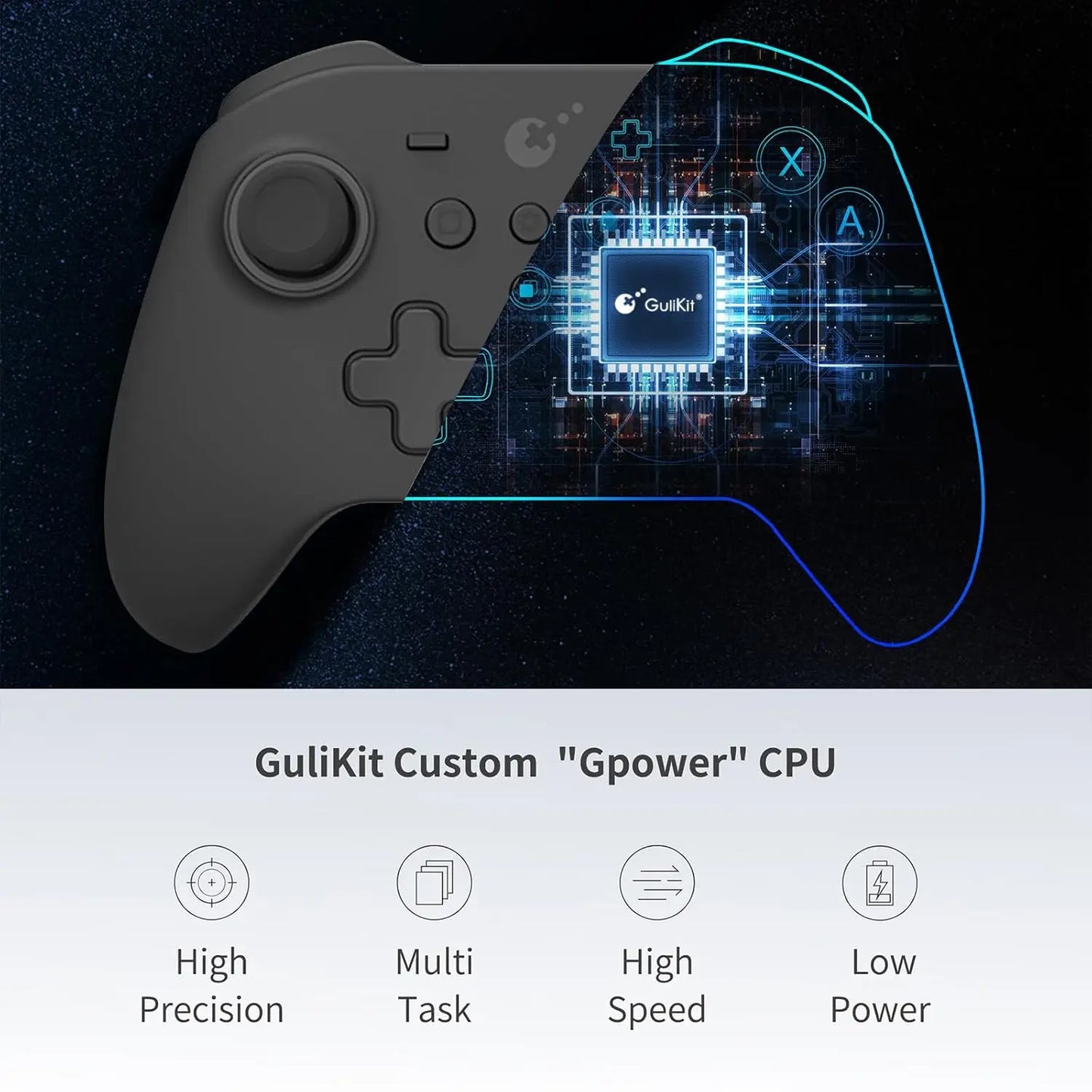 GuliKit KK3 MAX Controller RGB Lights 1000Hz Polling Rate Maglev Rotor HD Vibration Hall Effect Joystick Remote for SWITCH 2
