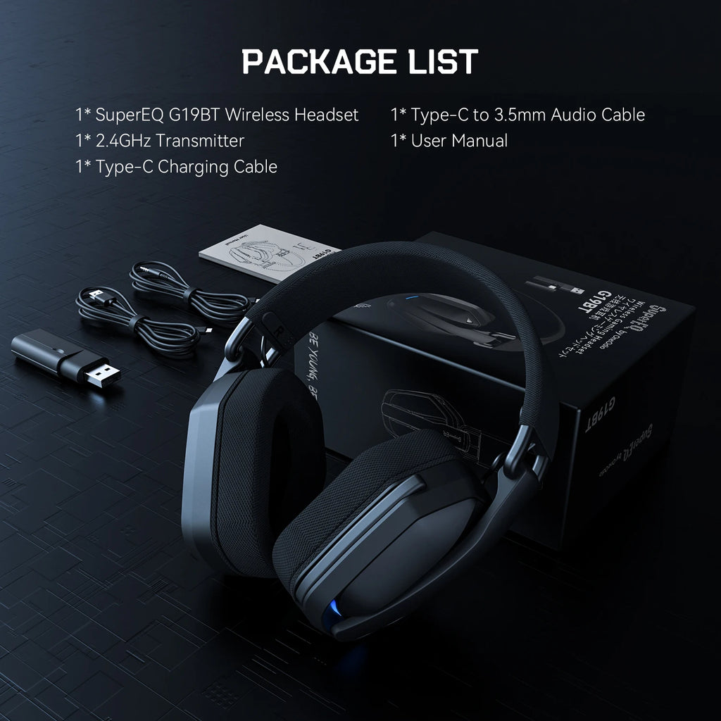 SuperEQ G19BT 2.4GHz Wireless Gaming Headphones Ultra-light Bluetooth 5.4 Headset Gamer with Mic for PC/PS5/Xbox By EKSA Choice