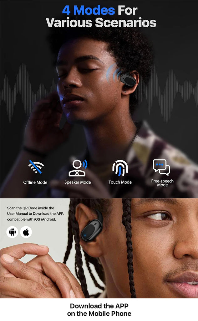 AI Language Translator Earbuds 3 in 1 Accents Translator Earphone Real Time 144 Languages Accents for Travel Business Learning