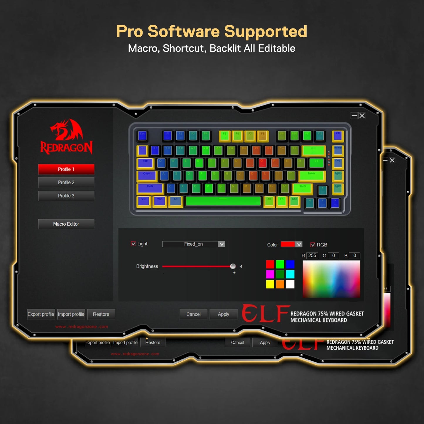 Redragon K649 78% Wired Gasket RGB Gaming Keyboard, 82 Keys Layout Hot-Swap Compact Mechanical Keyboard w/Hot-Swappable Socket
