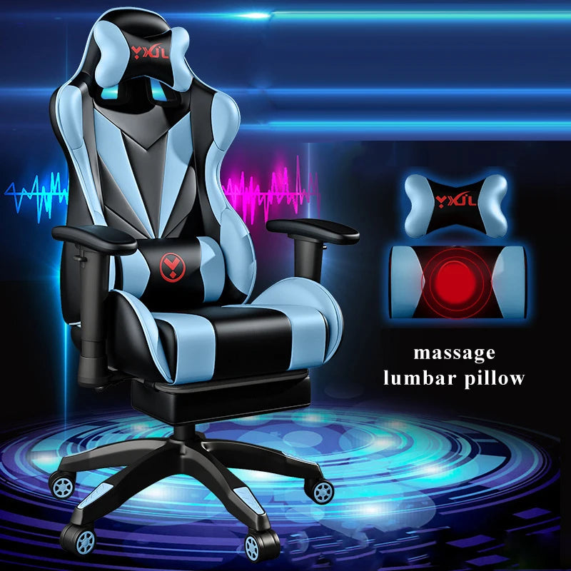 Height Adjustable Gas Lifting Speaker Silla Gamer Computer Chair Pu Leather Gaming Chair with Footrest and Massage