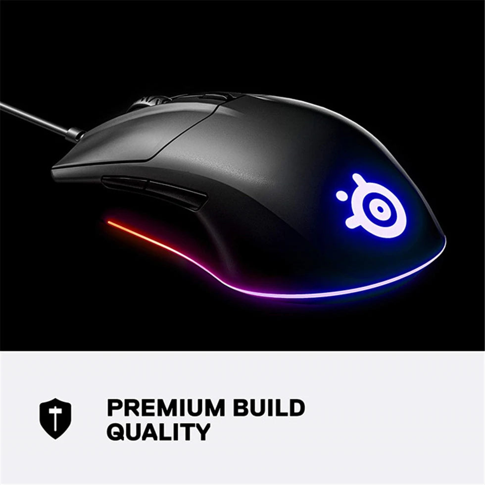 SteelSeries Rival 3 Gaming Mouse - 8,500 CPI TrueMove Core Optical Sensor - 6 Programmable Buttons Brilliant Prism RGB Lighting