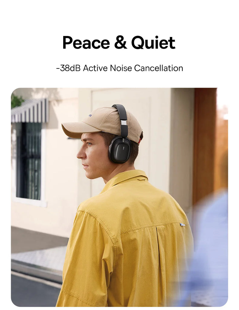 Baseus H1i ANC Wireless Bowie Headphone Bluetooth 5.3 Noise Cancellation Hi-Res 38db 3D Spatial Audio Ear Headsets