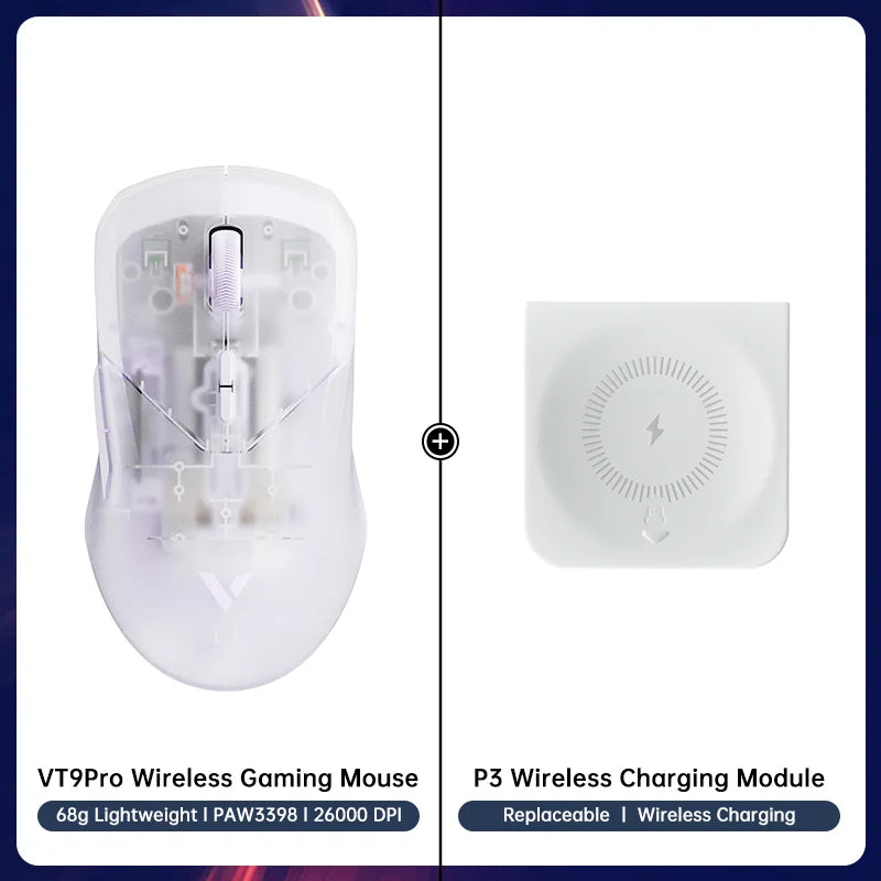 Rapoo VT9PRO/VT9Air 4K Wireless Gaming Mouse Superlight 26000DPI 4KHz Polling Rate 0.25ms Response Time 180H BatteryLife PAW3398
