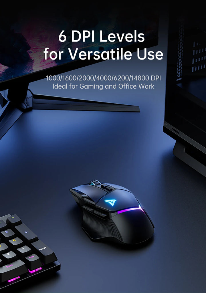 TAIDU TWG502 Gaming Mouse with RGB 2.4G Wireless Bluetooth Mouse 3Mode 14800DPI Lightweight for PC Gamer Computer Laptop