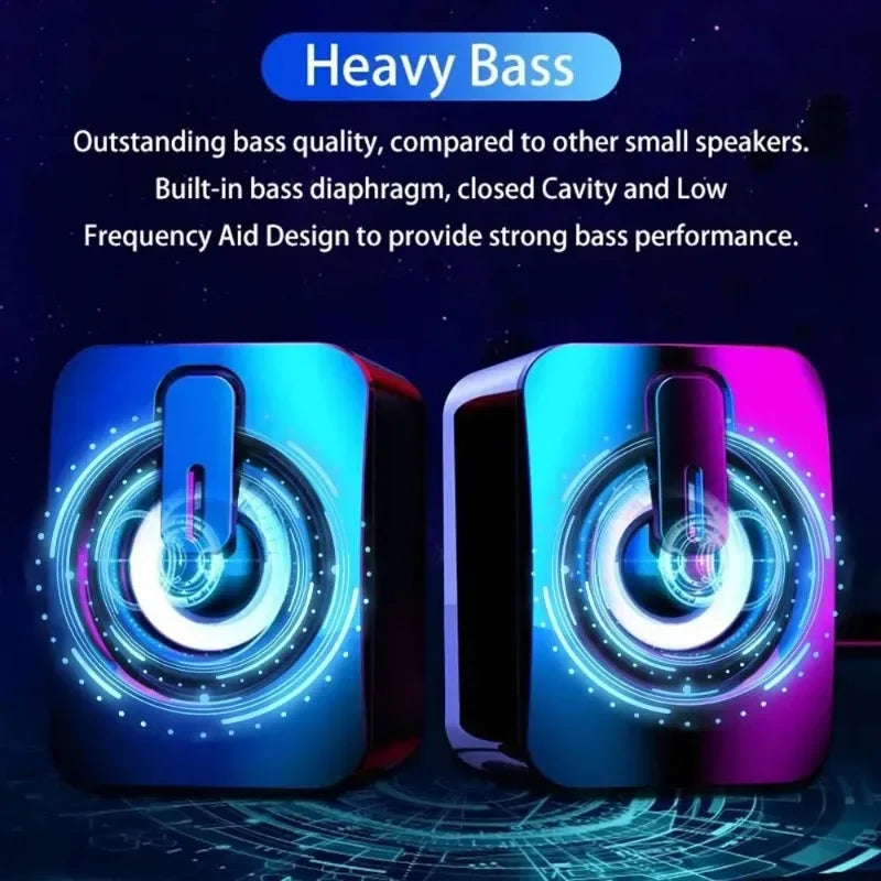 Home Camping Computer Speakers PC Sound Box HIFI Stereo Microphone USB Wired Caixa De Som with LED Light For Desktop Computer