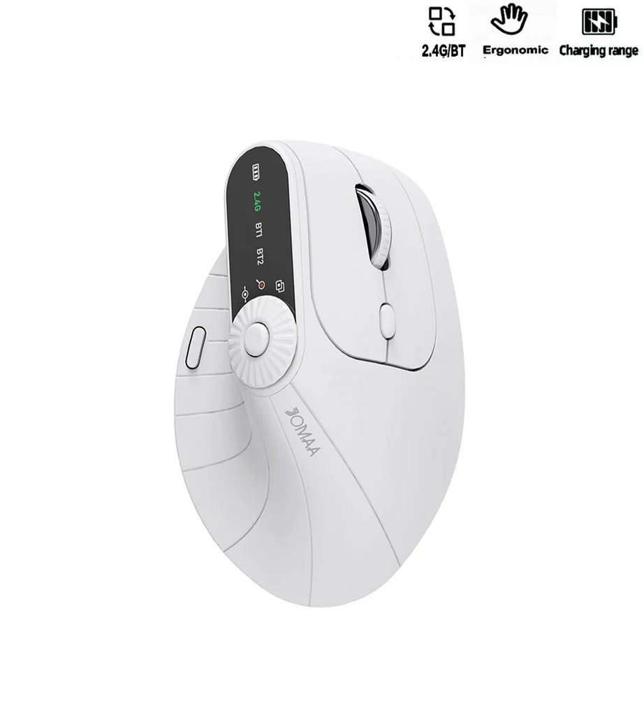 Ergonomic Vertical Wireless Mouse With Function Adjustment Knob Bluetooth 2.4G Dual Mode Wireless Rechargeable Mouse for Desktop