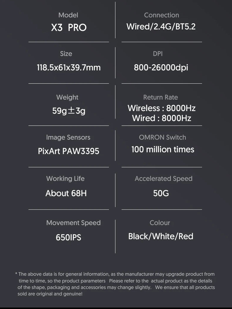 Attack Shark X3 Wireless Mouse,PixArt PAW3395 26K DPI  1K/4K Lightweight Mouse ,Tri-Mode Macro Gaming Mouse,Laptop/win/mac