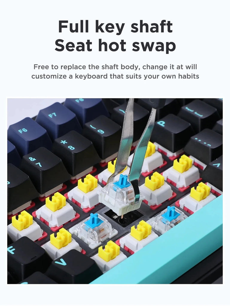 AULA F87Pro Mechanical Keyboard 2.4g/Usb/Bluetooth Tri Mode Wireless 87 Key 5 Layer Silencing Filling Suitable For Gaming+Typing