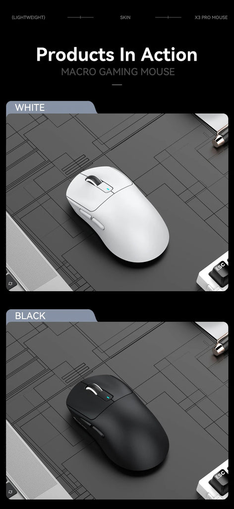 Attack Shark X3 Wireless Mouse,PixArt PAW3395 26K DPI  1K/4K Lightweight Mouse ,Tri-Mode Macro Gaming Mouse,Laptop/win/mac
