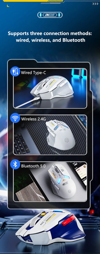 Inphic IN9 Wireless Gaming Mouse Rechargeable PAW3325 Bluetooth Mouse RGB Lighting Effect Desktop Computer Laptop Universal