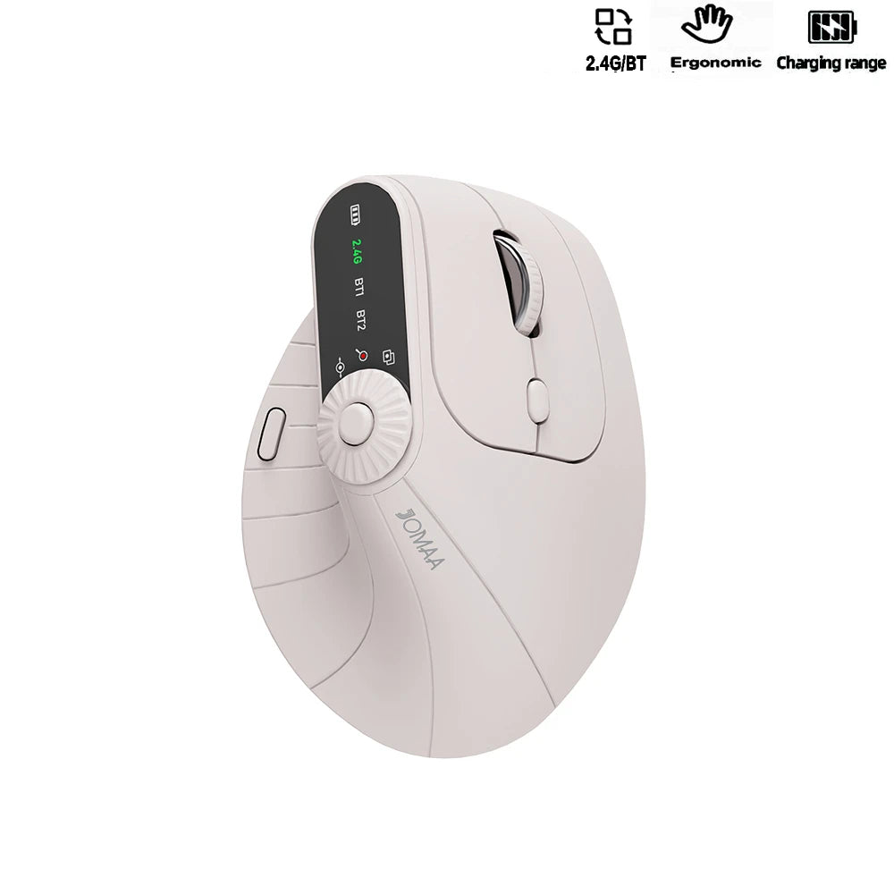 Ergonomic Vertical Wireless Mouse With Function Adjustment Knob Bluetooth 2.4G Dual Mode Wireless Rechargeable Mouse for Desktop