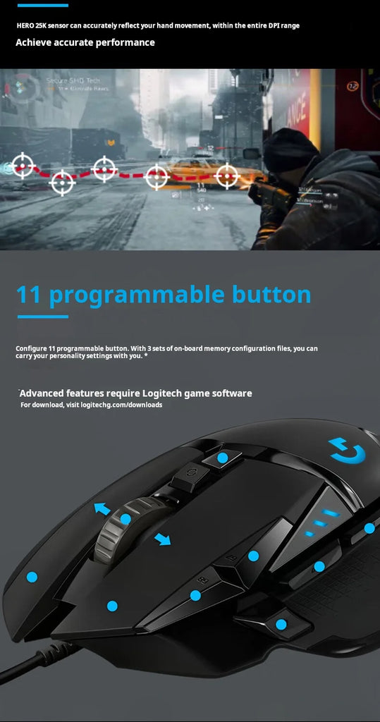 Logitech G502hero Master Wired Gaming Mouse 502 Esports Machinery Eat Chicken Macro CS Programming Peripheral