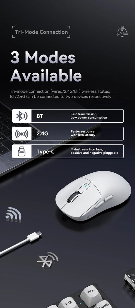 Attack Shark X3 Wireless Mouse,PixArt PAW3395 26K DPI  1K/4K Lightweight Mouse ,Tri-Mode Macro Gaming Mouse,Laptop/win/mac