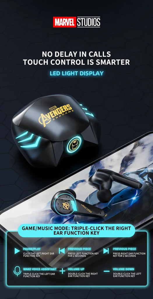Disney Original Earbuds BTMV15 Wireless Earphones Bluetooth Noise Reduction Sports Gaming Waterproof Headset Long Battery Life