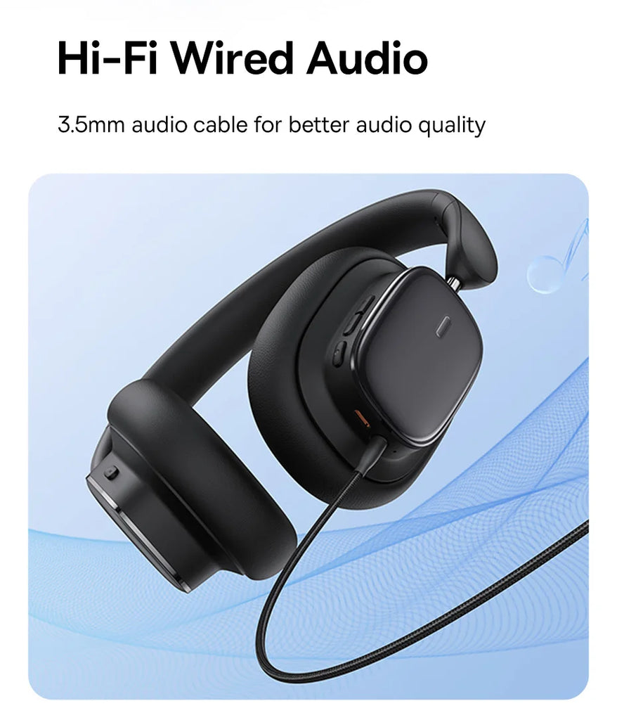 Baseus H1i ANC Wireless Bowie Headphone Bluetooth 5.3 Noise Cancellation Hi-Res 38db 3D Spatial Audio Ear Headsets