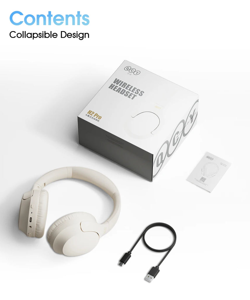 QCY H2 Pro Wireless Headphones Bluetooth 5.3 Earphone HIFI 3D Stereo Headset BASS Mode Gaming Earbuds Over the Ear Headphone 70H