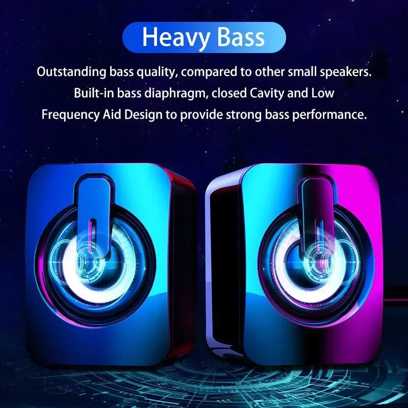 Home Camping Computer Speakers PC Sound Box HIFI Stereo Microphone USB Wired Caixa De Som with LED Light For Desktop Computer