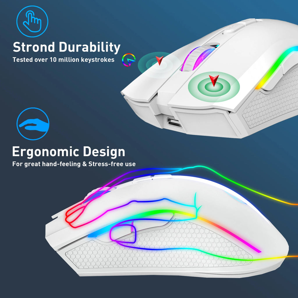 Rechargeable 2.4G Wireless RGB Gaming Mouse Ergonomic Gaming Backlit Mice for Laptop PC