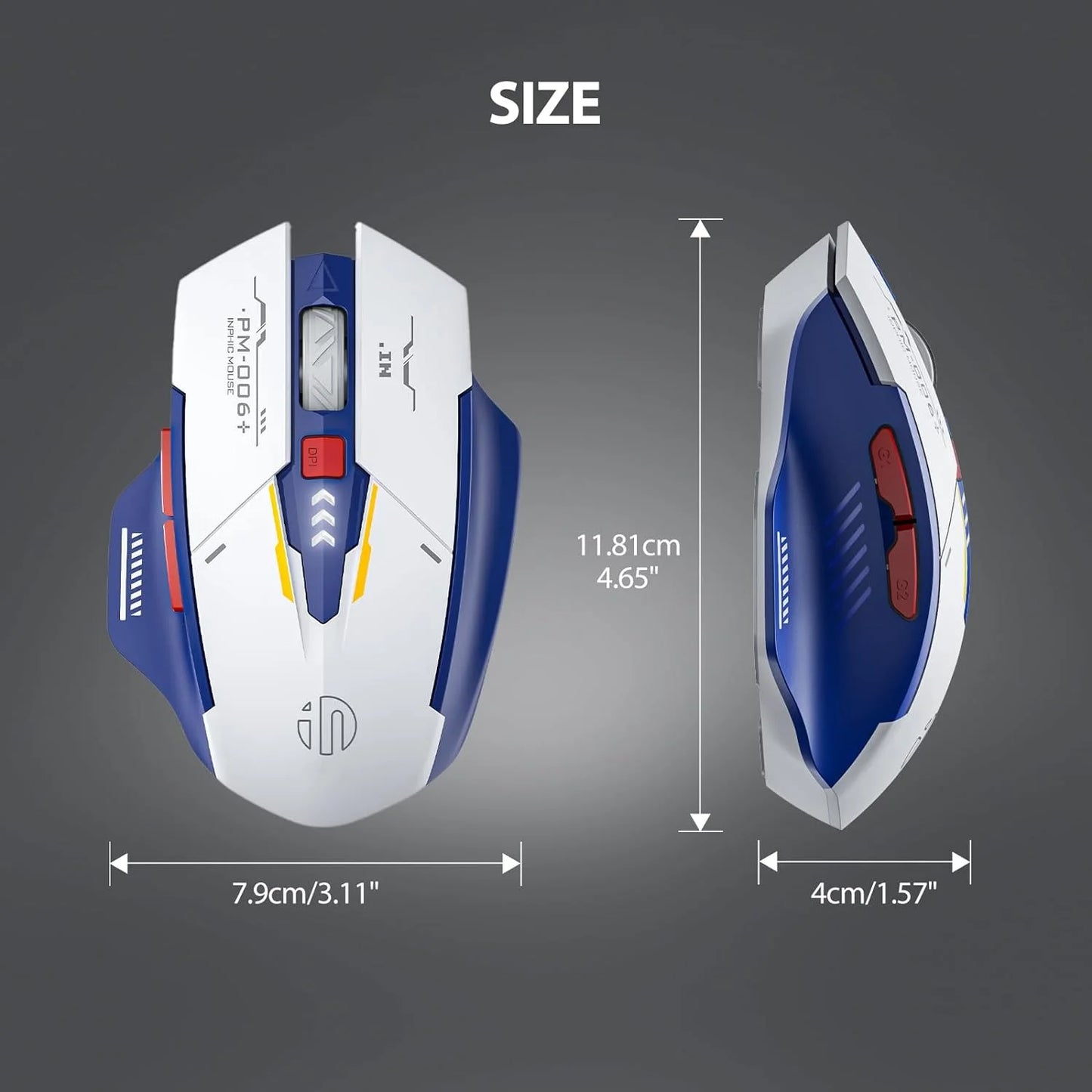 Mecha Edition 2.4G Wireless Mouse Silent Rechargeable Mouse Type-C LED Light Mouse For Computer PC Laptop Office Gaming