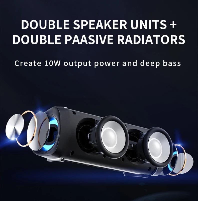 Rockmia RGB Speaker EBS-045 AliExpress Choice Portable Wireless Music Player & Soulder Straps LED Bluetooth 5.0 TF USB-C Aux