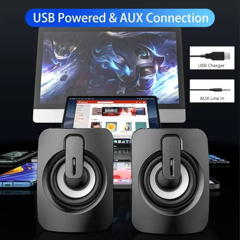 Home Camping Computer Speakers PC Sound Box HIFI Stereo Microphone USB Wired Caixa De Som with LED Light For Desktop Computer