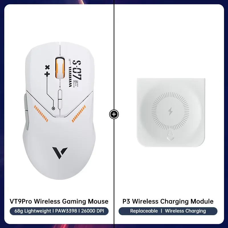Rapoo VT9PRO/VT9Air 4K Wireless Gaming Mouse Superlight 26000DPI 4KHz Polling Rate 0.25ms Response Time 180H BatteryLife PAW3398