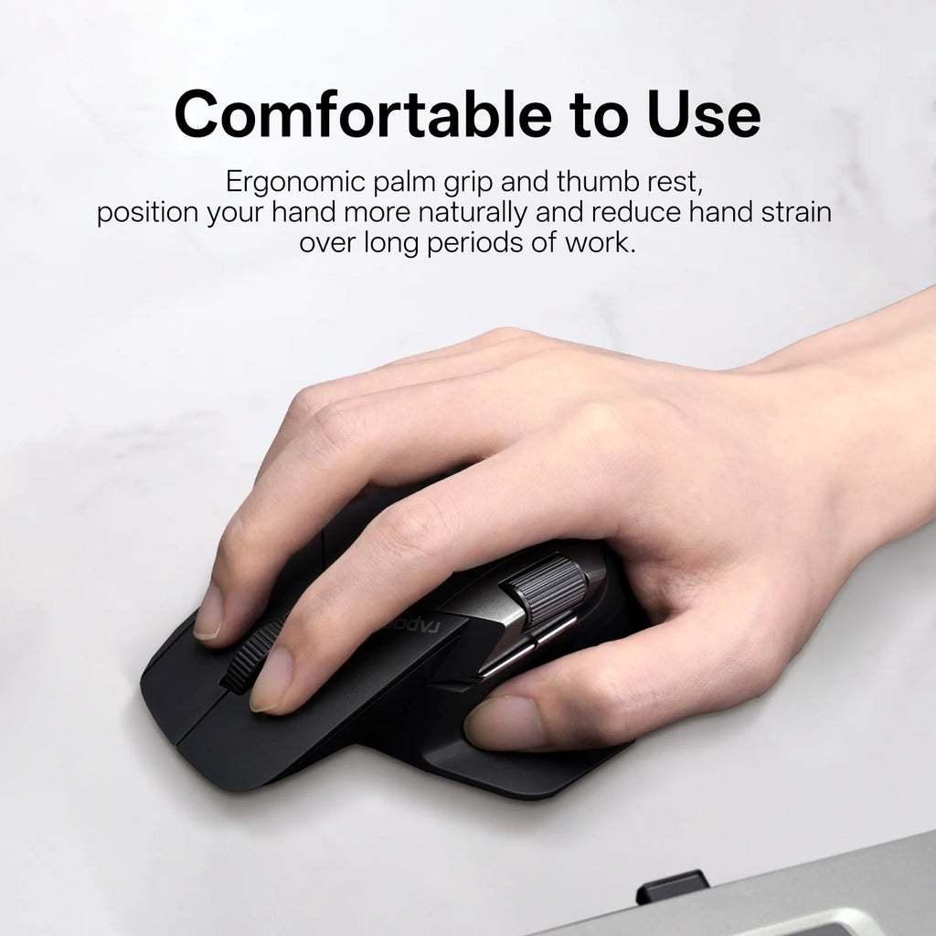 Rapoo MT760PRO Wireless Mouse NearLink + Bluetooth 5.0 Multi-Device 12000 DPI 2K Polling Rate Ergo for Work Gaming Quiet Clicks